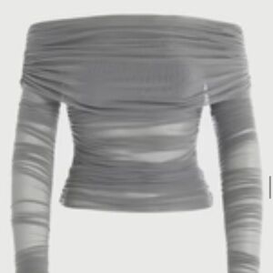 Naked Wardrobe Gray Off-Shoulder Blouse